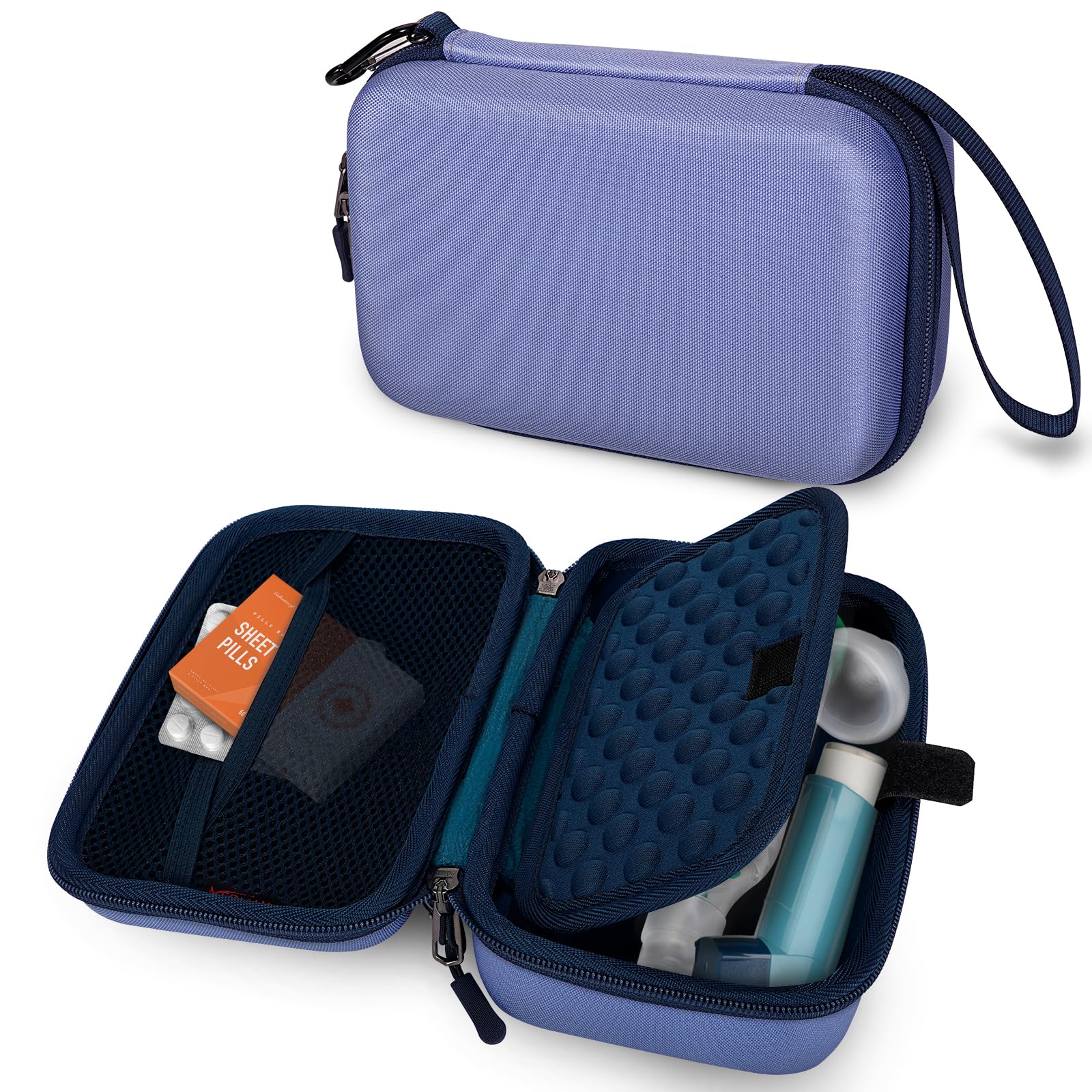 MEDMAX Hard Shell Case for Portable Nebulizer Asthma Inhaler, Shockproof Anti-Scratch Travel Carrying Case for Personal Inhalers Nebulizador for Breathing Problems Handheld Nebulizer (Lavender Purple)