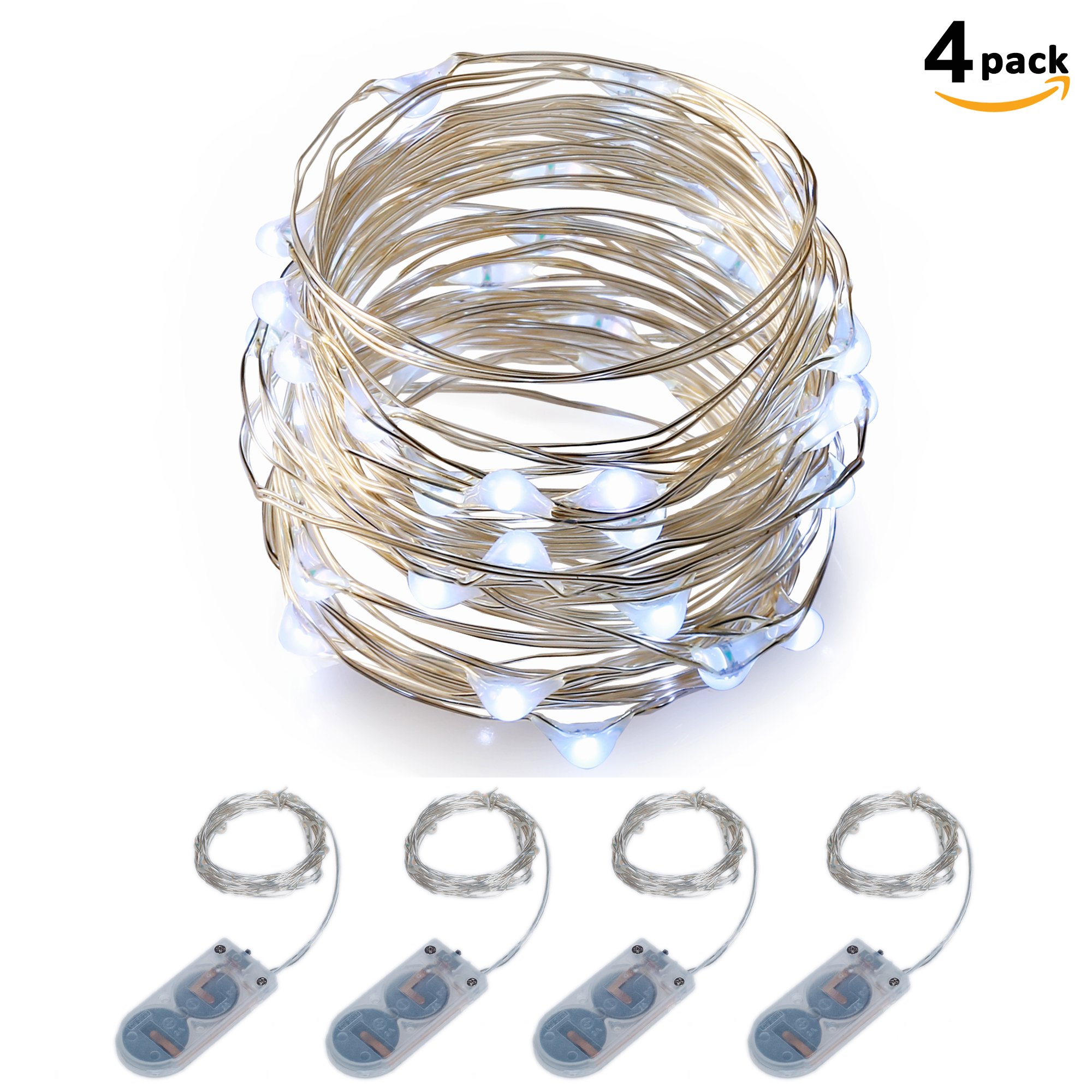 White Mini Micro LED String Lights Battery Wire Powered Operated Crafts