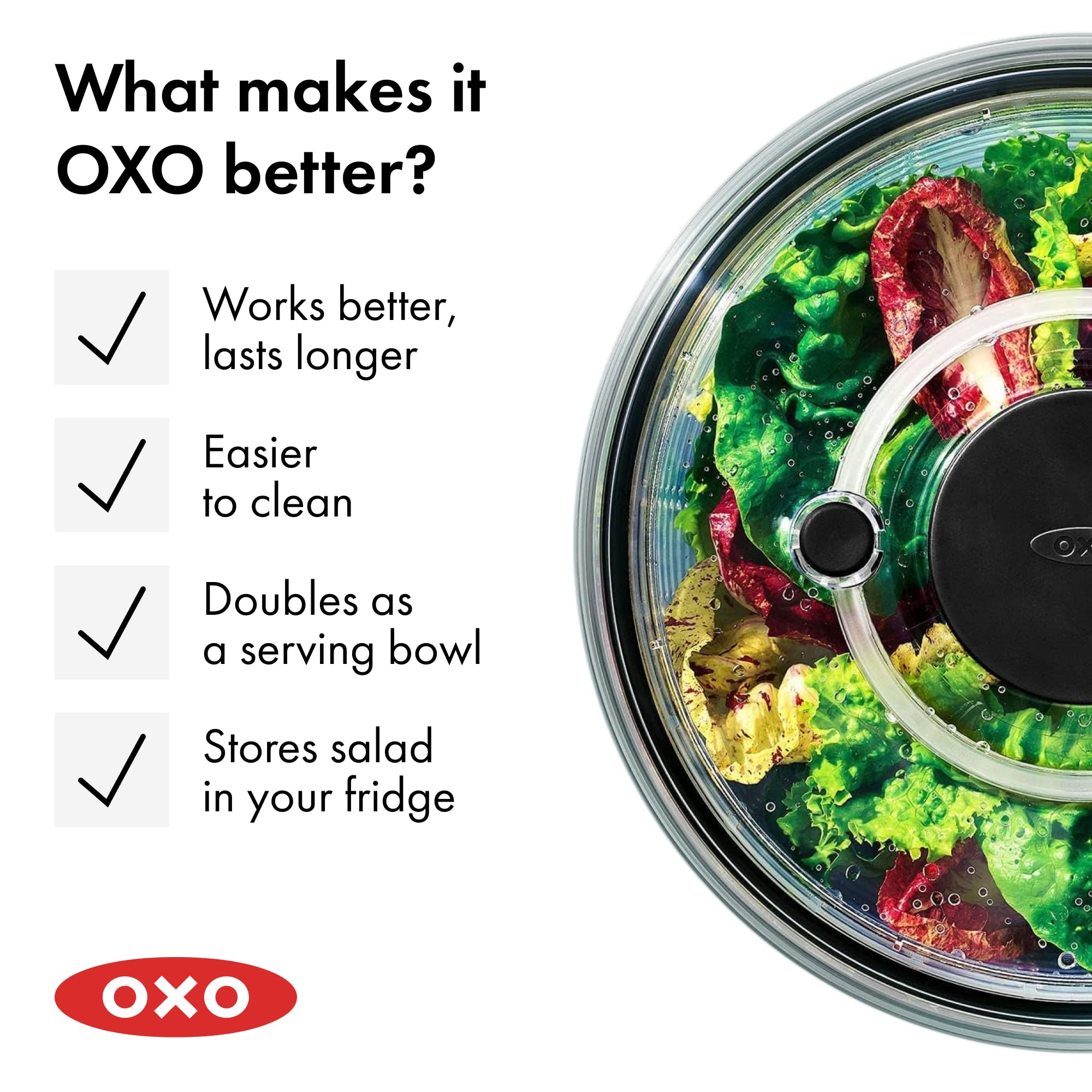 OXO Good Grips Glass Salad Spinner - Large 6.22-Qt Lettuce & Fruit Washer, Borosilicate Glass Bowl, BPA-Free, Easy Pump