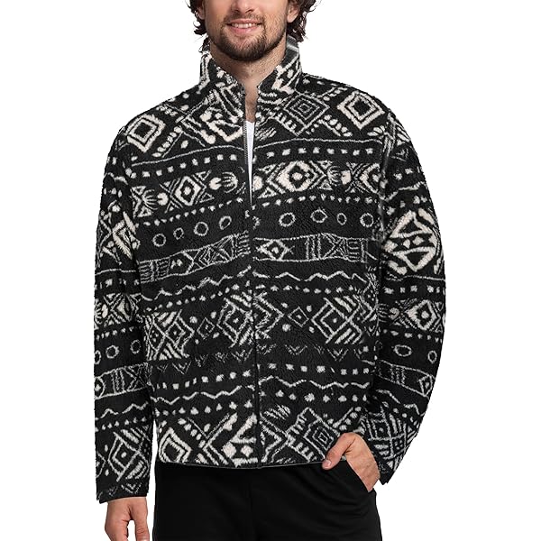 RGOT Chaquetas Para Hombre – Abrigo Con Cremallera Y Estampado De Cuadros De Búfalo Sin Capucha (Color Blanco Y Negro, Talla : XL