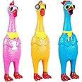 Expressions 3pc Silly Screaming Chicken Set - Tactile Squeaky Chicken Squeeze Toy for Fun and Entertainment - Rubber Chickens That Squeak Screaming Chicken Toy Value Pack
