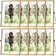Treela 9 Pieces Gold Picture Floating Frames Metal 4 x 6 Inch Glass Photo Vintage Brass Frames Vertical Geometric Desk Decorations(Gold)