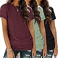 SUNBS Womens 3 Pack T-Shirts Short Sleeve Summer Tops Fashion Basic Tees Comfy Casual Vacation Outfits Workout Clothes 2025