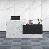 LayBurst 70.8" Modern Reception Desk, Marble Finish Checkout Counter with Lockable Drawer,Keyboard Tray and Cable Grommet, Receptionist Desk for Office and Hotel Lobbies