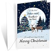 Prime Greetings Christmas Card Sister and Brother In Law (Husband), Made in America, Eco-Friendly, Thick Card Stock with Premium Envelope 5in x 7.75in, Packaged in Protective Mailer