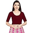 Fressia Fabrics Women's Cotton Readymade Saree Blouse Stretchable Crop Top Choli Bustier Top