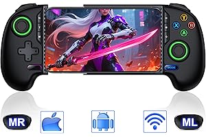 HEYLACOOLX Game Controller for iPhone Android,Programmable Gaming Controller for iPhone w Hall Joystick,800mAh Phone Controller for iPhone iOS Rechargeable Support Xbox Cloud,Steam Link,Call of Duty (Black)