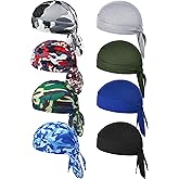 Foaincore 8 Pack Do Rag Skull Caps for Men Sweat Wicking Doo Rags Cooling Helmet Liner Cycling Motorcycle Bandana