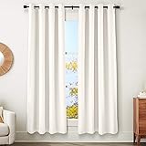 AmazonBasics 100% Blackout Basket Weave Window Panel with Grommets and Thermal Insulated, Noise Reducing Blackout Liner - 52" x 95", Ivory