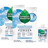Seventh Generation Dishwasher Detergent Powder + Rinse Aid, Free &amp; Clear | Dish Detergent 2-Pack + Power+ Rinse Aid | Biodegradable, Plant-Based &amp; Chlorine-Free, Septic Safe Dishwashing Supplies