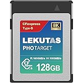 LEKUTAS 128GB CFexpress Type B Memory Card, R1600MB/s W1000MB/s CFX xqd Cards Type B for Cameras 8K RAW, Compatible with Nikon Z6/Z7/Z9/D6/D850, Canon EOS-1DXMark III/EOS-R5, S1/S1R, DJI Ronin 4D