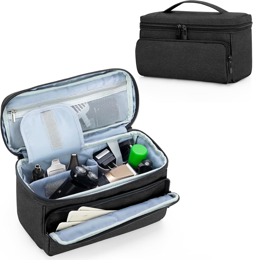 CURMIO Men Grooming Kit Bag Portable Travel Case for Electric Shaver Clipper