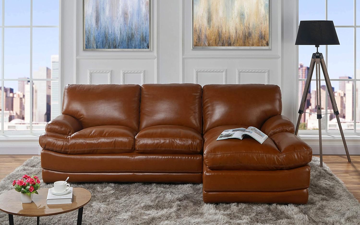 Amazon Com Leather Match Sectional Sofa L Shape Couch With
