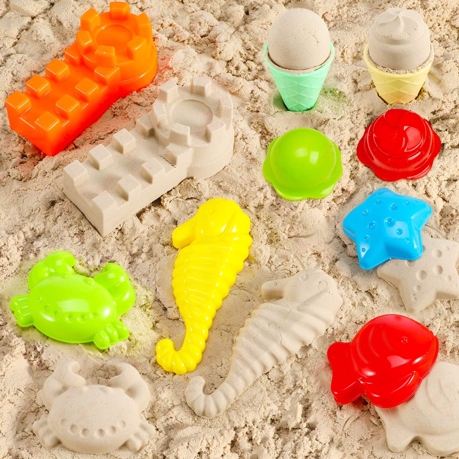 23 Pcs Beach Sand Toys Set, Ohuhu Beach Toys for Age 3-10, Include Beach Molds, Sand Molds, Bucket, Beach Shovel Tool Kit, Sand Water Wheel, Animals, Castle, for Toddlers, Kids with Mesh Bag: Home Audio & Theater