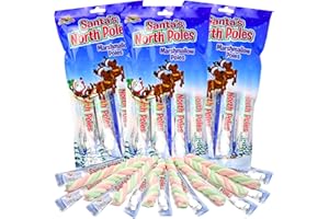 Sweetzo - North Pole Marshmallow Poles, Individually Wrapped, Christmas 2024 Stocking Stuffer Candies, 8 Each (Pack of 3)
