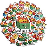 Bememo 200 Pcs Dumpster Fire Stickers, Waterproof Vinyl Sticker with Positive Quote, Suitable for Water Bottles Scrapbook Journaling Laptop Skateboard Computer (Colorful)