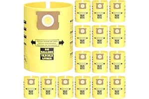 ISINLIVE 15PCS 5-8 Gallon Wet Dry Vacuum Filter Bags Replacement For Shop Vac Bags, Replace Part Type H #90671 9067100 9067133, Type E #90661 9066100 9066133, VF2004, VHBS VDBS（Yellow）