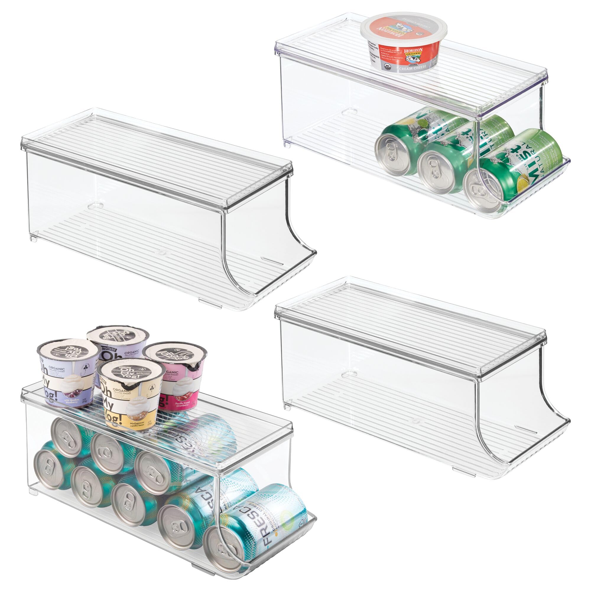 iDesign Soda Can Organizer with Lid for Pantry or Refrigerator - Set of 4 - Clear Image