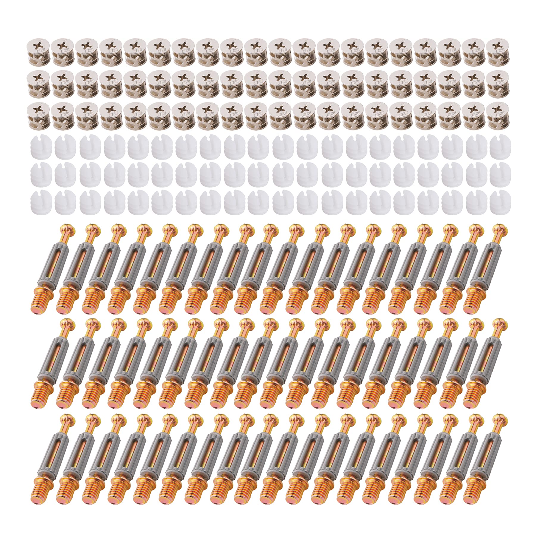 LOOTICH Fixing Screw Eccentric Cam Ø14.7mm and Bolts Fitting Dowels M6x41mm with Pre-Inserted Nuts M6 for Flat Pack Furniture Cabinet Locking Connecting Gray (100 Set)