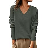 ANRABESS Womens 100% Wool Sweaters V Neck Long Sleeve Work Business Casual Basic Pullover Sweater Tops 2025 Fall Outfits