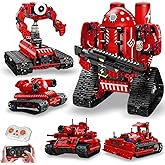 AoreSpty Robot Building Kit, 5-in-1 Models, 495 Pieces, App Coding | 495-piece 5-in-1 engineering kit combines app coding and RC play across bulldozer, tracked vehicle, anti-air, and robot.