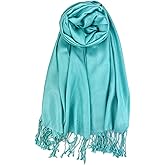 Plum Feathers Premium Solid Color and Metallic Fashion Scarf, Womens Pashmina Shawl Wrap with Fringes