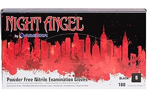 Adenna NGL220 Night Angel Nitrile Powder Free Exam Gloves, 4 mil, Black, Small (Pack of 100)