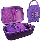 XEGIMOR Silicone Cover and Hard Carrying Case for JBL Clip 5 Portable Bluetooth Speaker, Protective Storage Bag Holder for JBL Clip 5 Speaker Accessories (Purple)