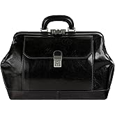 Time Resistance Leather Doctor Bag - Top Handle Bag - Medical Briefcase - Gladstone Handbag