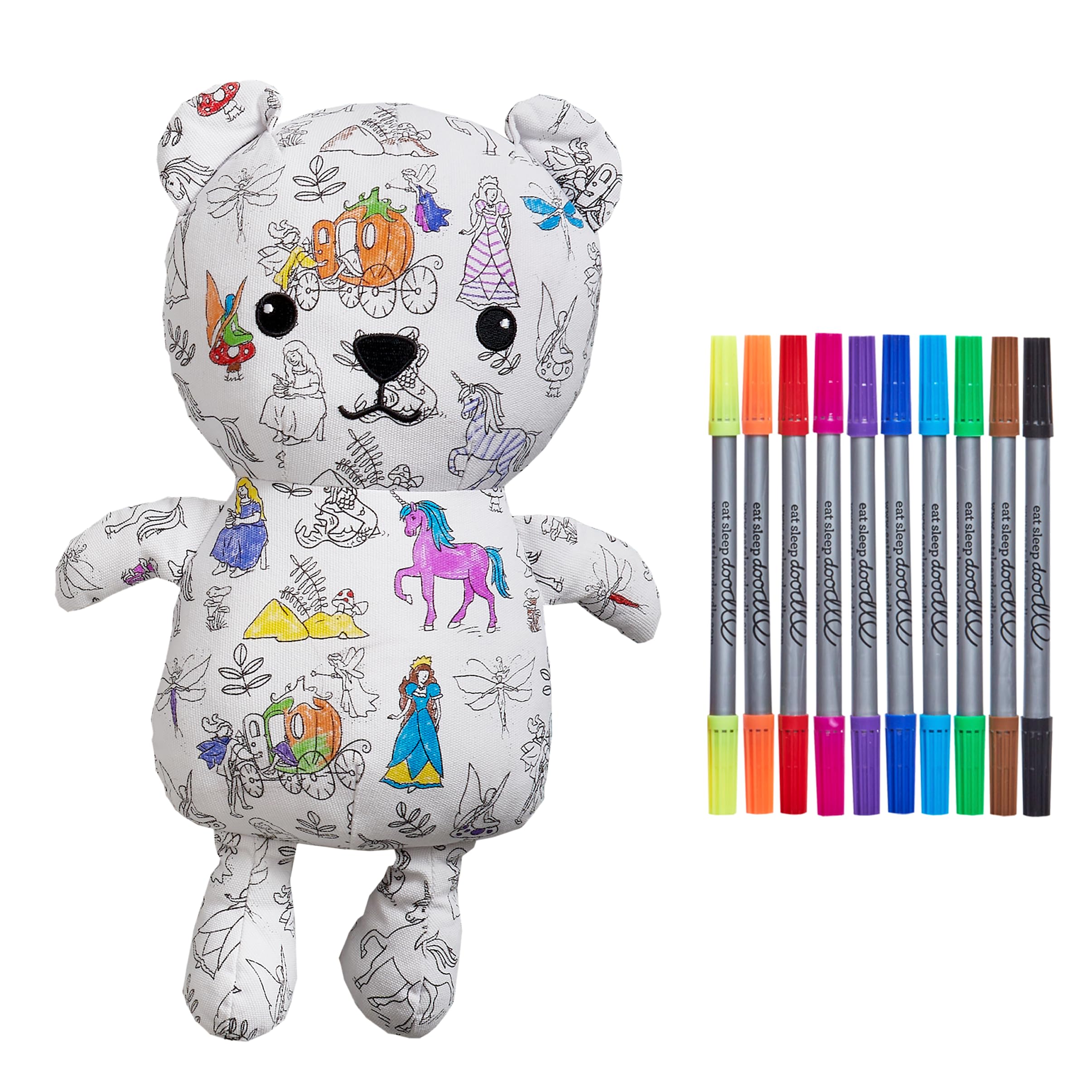 eatsleepdoodle Artie Bear™ Colour In Fairytale Bear Colouring Plush w/ 10pk Washable Pens — image 1