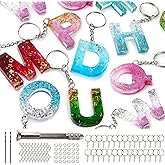 Mocoosy 134Pcs Alphabet Key Chain Resin Molds Kit, Reversed Letter Number Silicone Mold Epoxy Resin Casting Molds Key Chain M