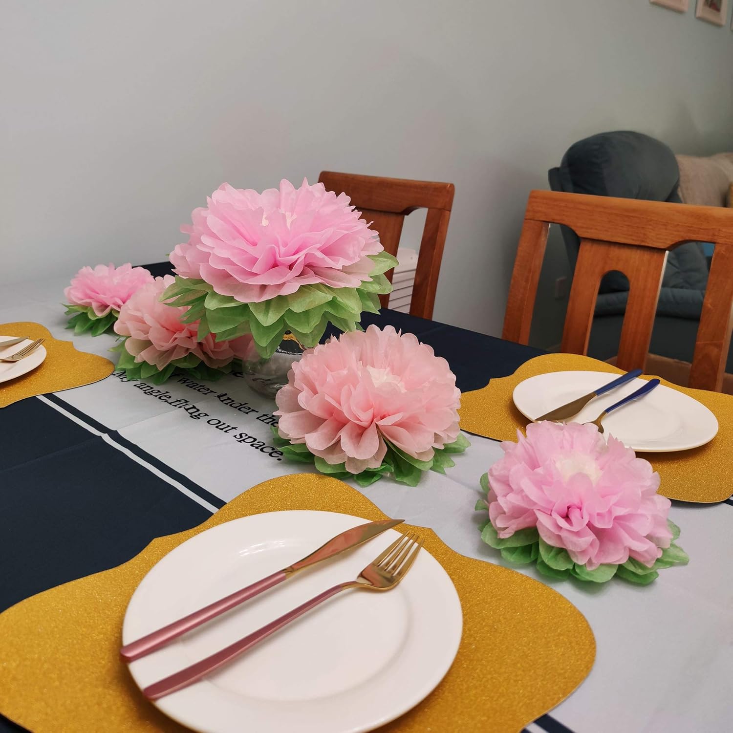 Mybbshower Pinks Flowers Decoration (11''-7'' Assorted) 6 pcs Artificial Tissue Paper Peony Nursery Wall Bridal Shower Centerpiece Baby Girl Birthday Tea Party: Toys & Games