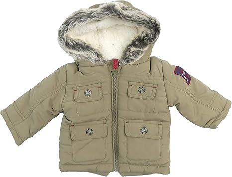 khaki fur trim hooded parka
