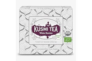 Kusmi Tea White Berries - 20 Muslin Tea Bags - Organic Blend of White Tea with Blackberry, Blackcurrant & Strawberry