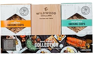 WILDWOOD GRILLING Grilling Gift Set - Grilling Planks Sampler (Cedar, Alder, Cherry, Hickory, Maple) + Hickory & Cherry Smoking Chips - Great for Beginner & Expert Griller - Great Birthday