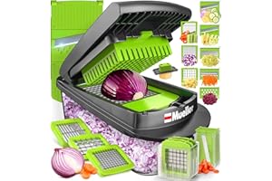 Mueller Pro-Series 10-in-1, 8 Blade Vegetable Chopper, Onion Mincer, Cutter, Dicer, Egg Slicer with Container