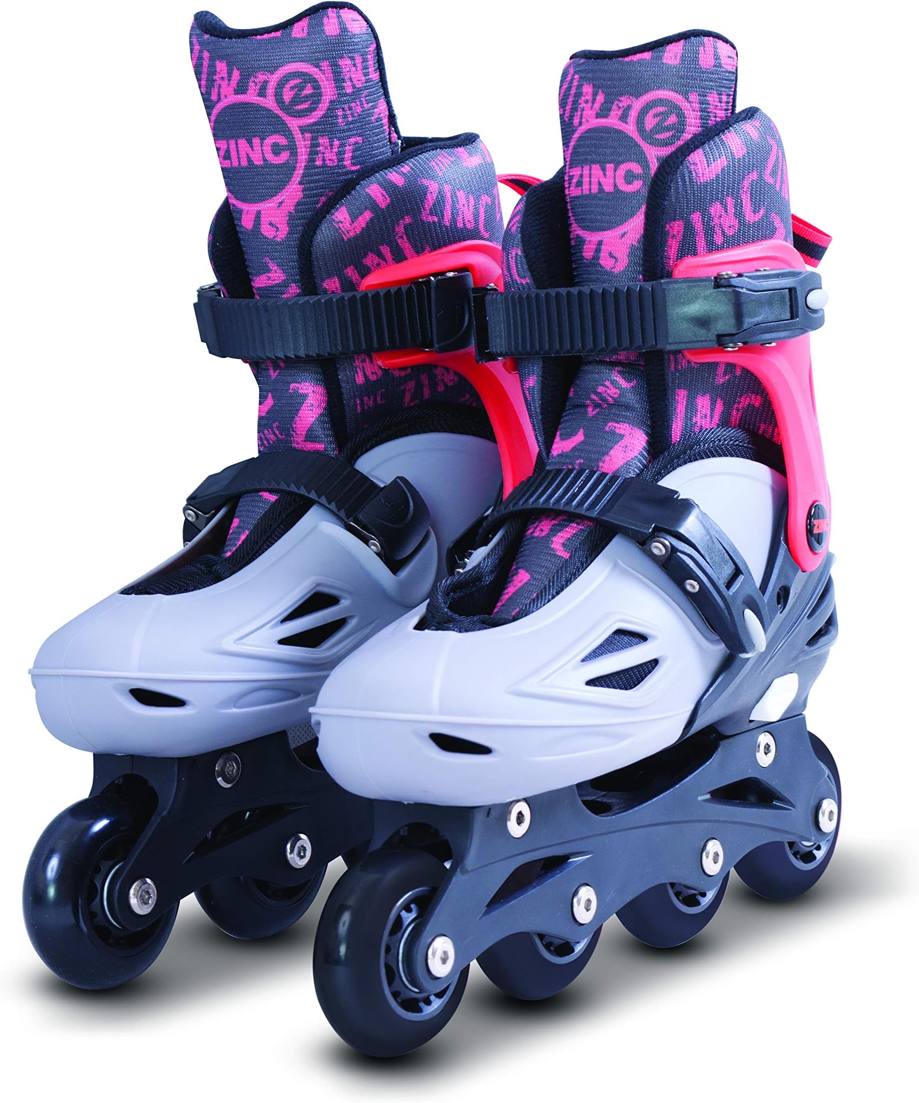 ZINC Unisex-Youth Inline Skates Grey Red Roller, Size 4-7