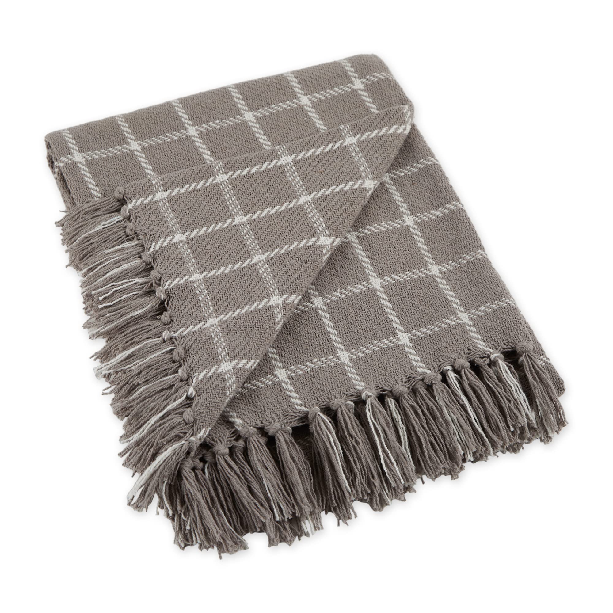 DII Checked Plaid Woven Throw, Cotton, Gray, 50x60 — image 1
