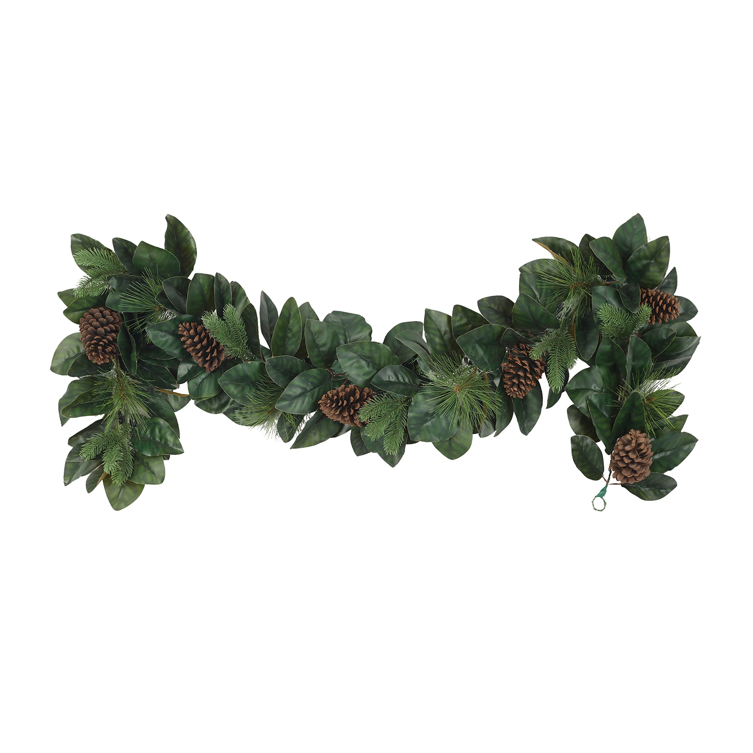puleo international 6 ft x 9" garland with magnolia leaves & pine cones