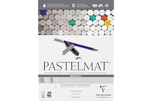 Clairefontaine Pastelmat Glued Pad - Palette No. 3 - (7 x 9 1/2 Inches) 18 x 24 cm - 360g - 12 Sheets - White