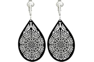 Aloha Earrings - Victorian Filigree Clip On Earrings for Women - Non Pierced Dangle Fashion Jewelry