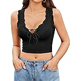 Avidlove Lace Tank Tops for Women Going Out Summer Ribbed Crop Tops Y2k Sexy Lace Top