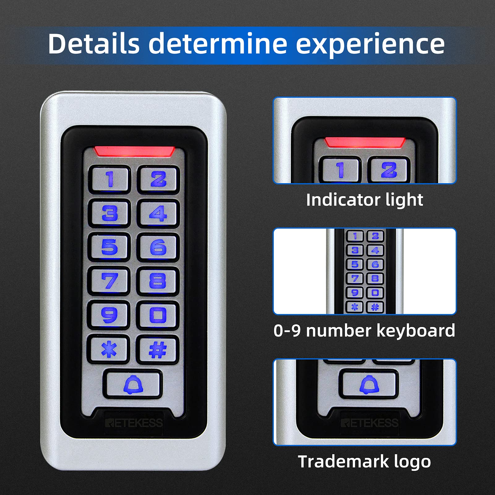 Retekess T-AC03 Security Access Control Keypad,RFID Keypad,Door Access Control,Stand-Alone Keypad,2000 Users,Wiegand 26-bit,Support Proximity RFID Card