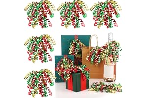 Lyrow 30 Pcs Christmas Curly Bows Self Adhesive Gift Wrap Accessory Xmas Holiday Gift Bows for Gift Wrapping Christmas Presents Wine Bottle Treat Bag Bridal Shower Wedding Party Favor (Gold Red Green)