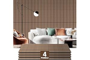 RITOLLO 4 Pack Wood Panels for Wall, 47.2"×23.6" Wood Slat Acoustic Panels for Wall, Soundproof Panels, 3D Fluted Panels for Interior Wall Decor (Natural Walnut)
