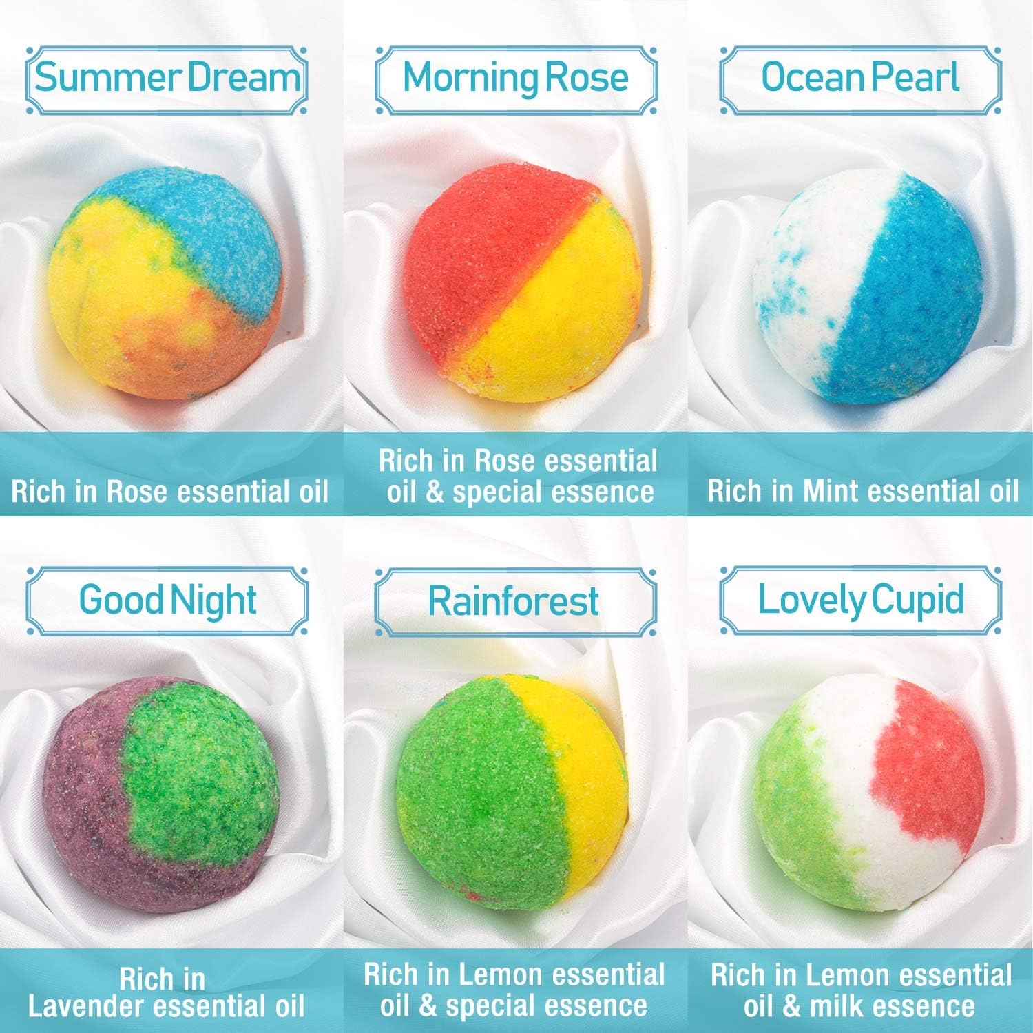 24 Organic & Natural Bath Bombs, Handmade Bubble Bath Bomb Gift Set, Rich in Essential Oil, Shea Butter, Coconut Oil, Grape Seed Oil, Fizzy Spa to Moisturize Dry Skin, Perfect Gift idea for Women: Health & Personal Care