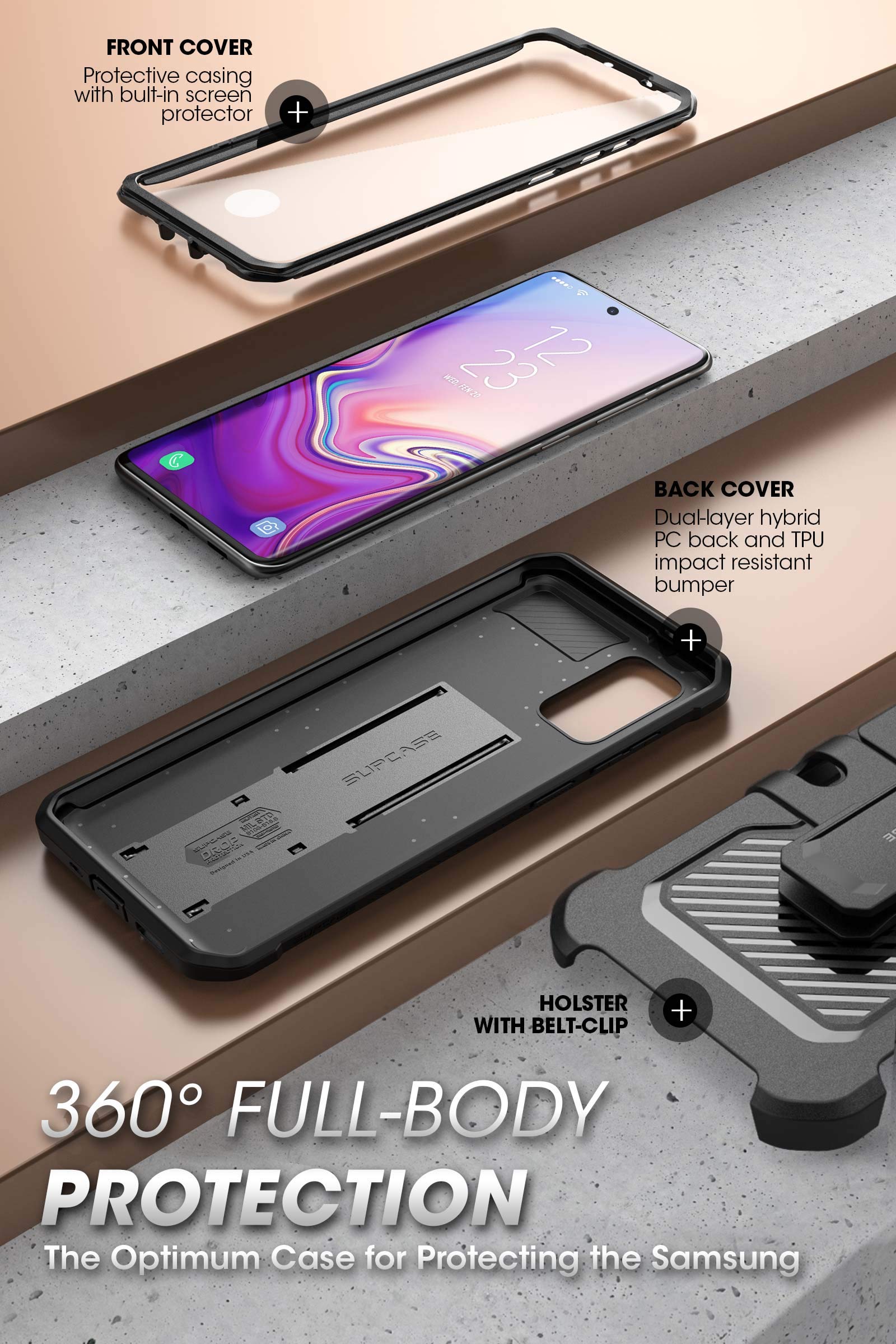 SUPCASE Samsung Galaxy S20 FE 5G Case (Unicorn Beetle Pro) | with Screen Protector | Built-in Stand & Belt-Clip | Heavy Duty Full-Body Rugged Protective | Black