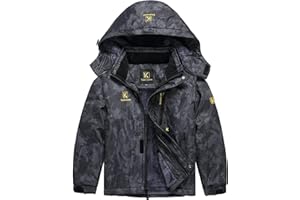 Keevoom Boy's Waterproof Ski Jacket Winter Warm Thick Snow Coat Windproof Fleece Kids Outdoor Hooded Snowboard Jackets