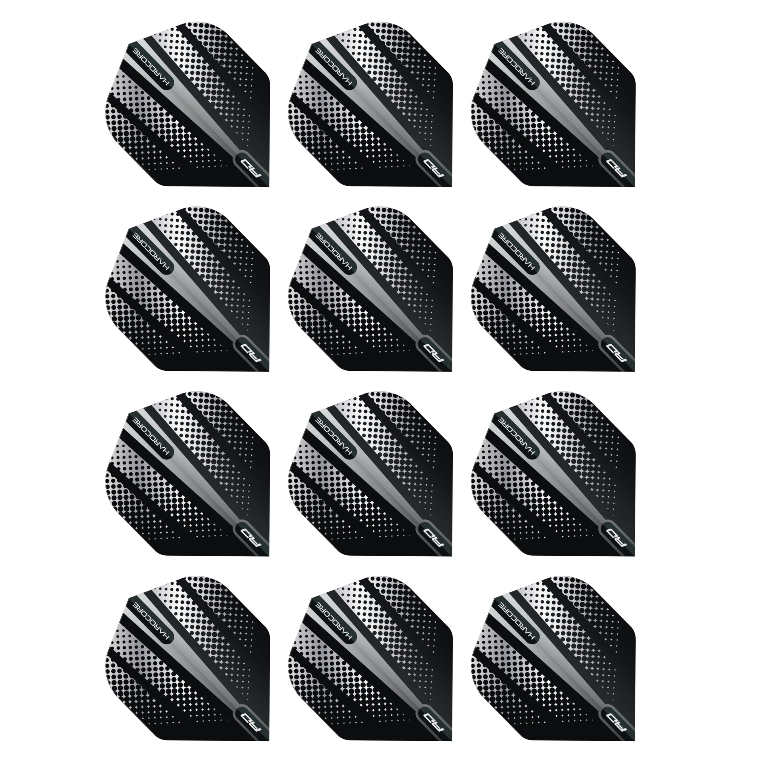 RED DRAGON Hardcore Radical Black Flash Dart Flights - 4 sets Per Pack (12 Dart Flights in total)