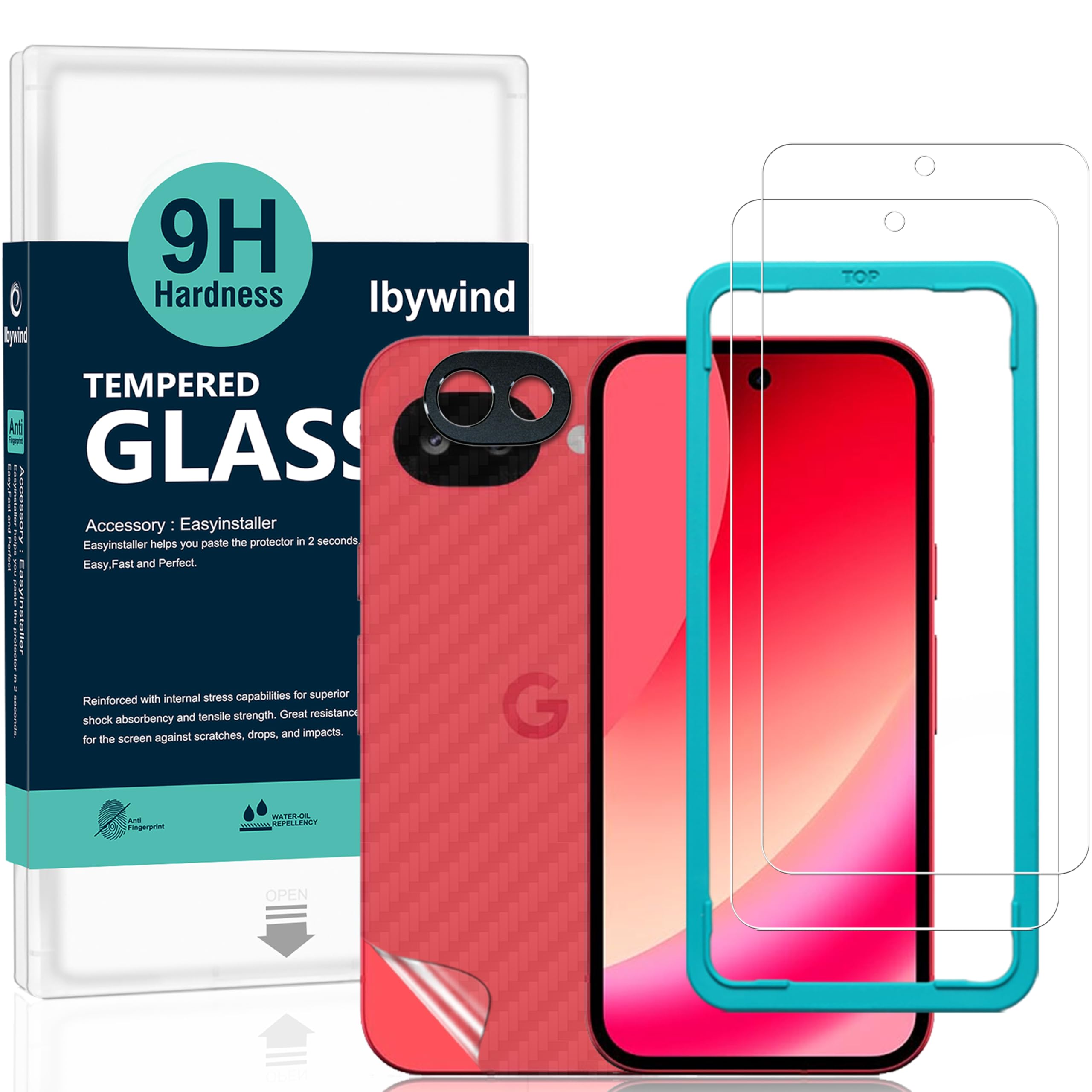 Ibywind Schutzfolie für Google Pixel 10a 5G,2 Stück 9H Panzer-Glas,mit Metall-Kameraschutz,einfache Installation,unterstützt Fingerabdrucksensor,anti-kratzer,blasenfreiheit,Bruchsicher,Öl resistent